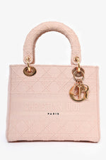 Christian Dior 2020 Pink Fabric Cannage Medium D-Lite Top Handle with Strap
