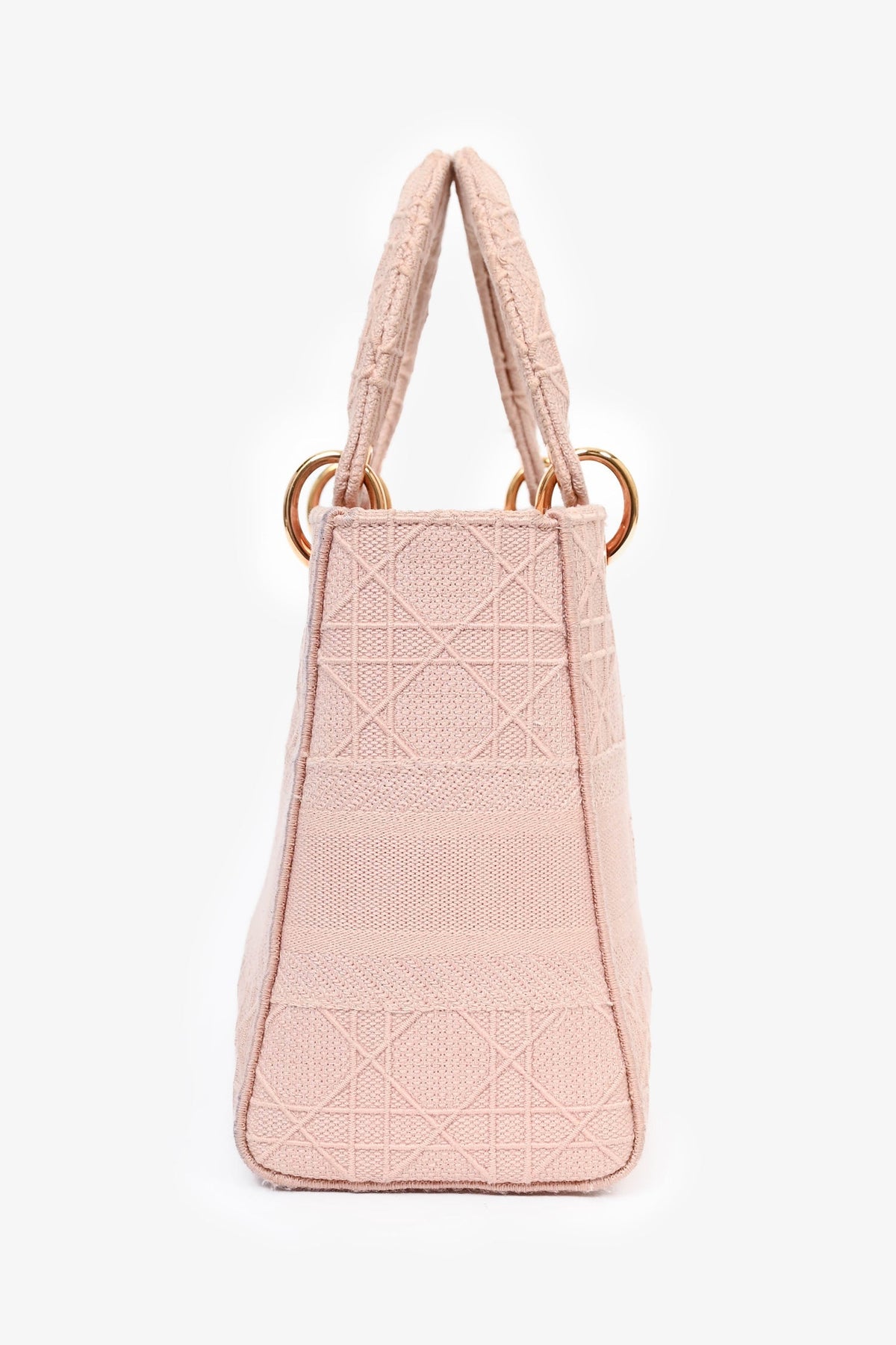 Christian Dior 2020 Pink Fabric Cannage Medium D-Lite Top Handle with Strap