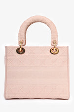 Christian Dior 2020 Pink Fabric Cannage Medium D-Lite Top Handle with Strap