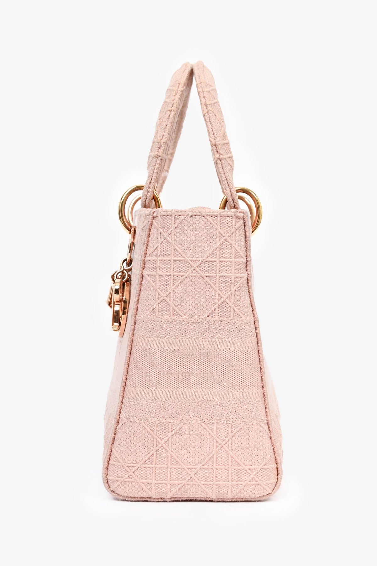 Christian Dior 2020 Pink Fabric Cannage Medium D-Lite Top Handle with Strap