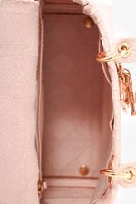 Christian Dior 2020 Pink Fabric Cannage Medium D-Lite Top Handle with Strap