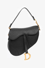 Christian Dior 2022 Black Grained Leather Saddle Bag
