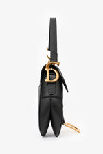 Christian Dior 2022 Black Grained Leather Saddle Bag