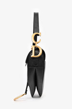 Christian Dior 2022 Black Grained Leather Saddle Bag