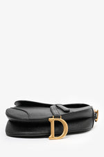 Christian Dior 2022 Black Grained Leather Saddle Bag
