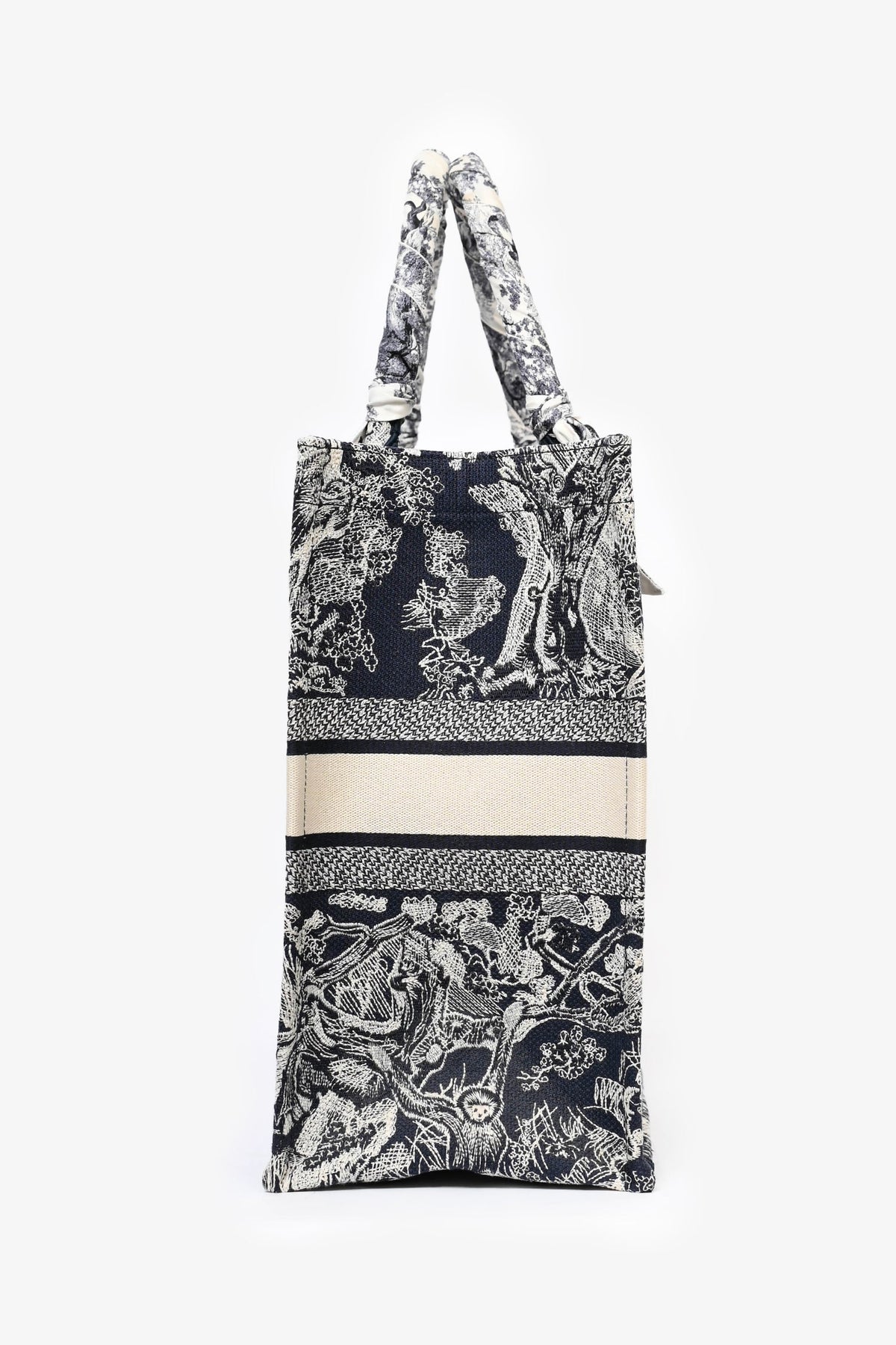 Christian Dior 2021 Navy Toile de Jouy Canvas Large Book Tote with Twillys
