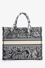 Christian Dior 2021 Navy Toile de Jouy Canvas Large Book Tote with Twillys