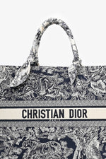Christian Dior 2021 Navy Toile de Jouy Canvas Large Book Tote with Twillys