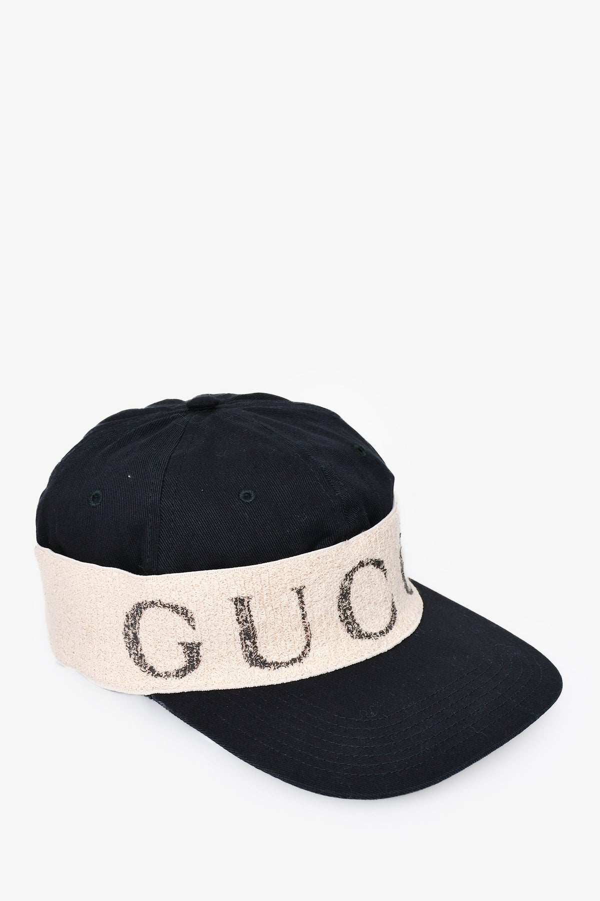 Gucci Black/ Cream Headband Logo Hat Size 57