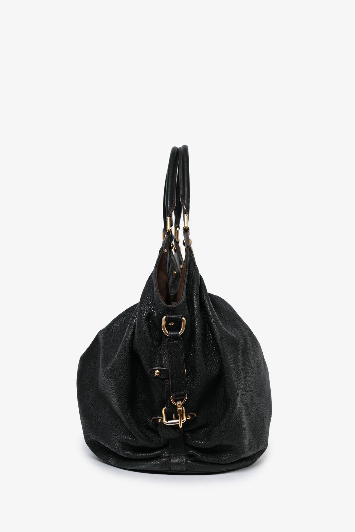 Louis Vuitton Black Leather 'Mahina' Hobo Bag