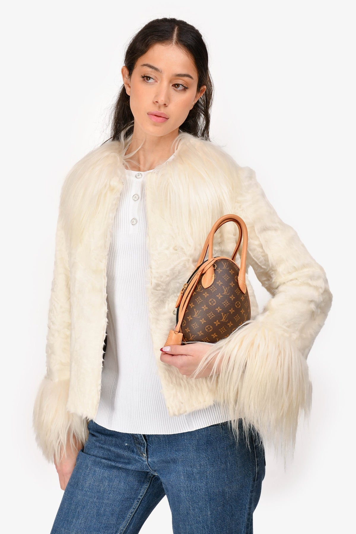 Louis Vuitton 2019 Monogram/Black Leather Egg Top Handle Bag With Chain