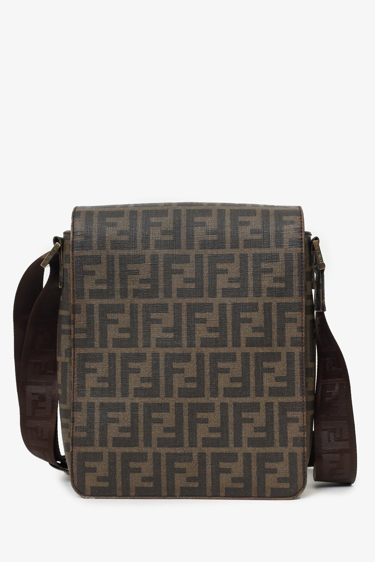 Fendi Zucca Print Canvas Crossbody Messenger Bag (As Is)