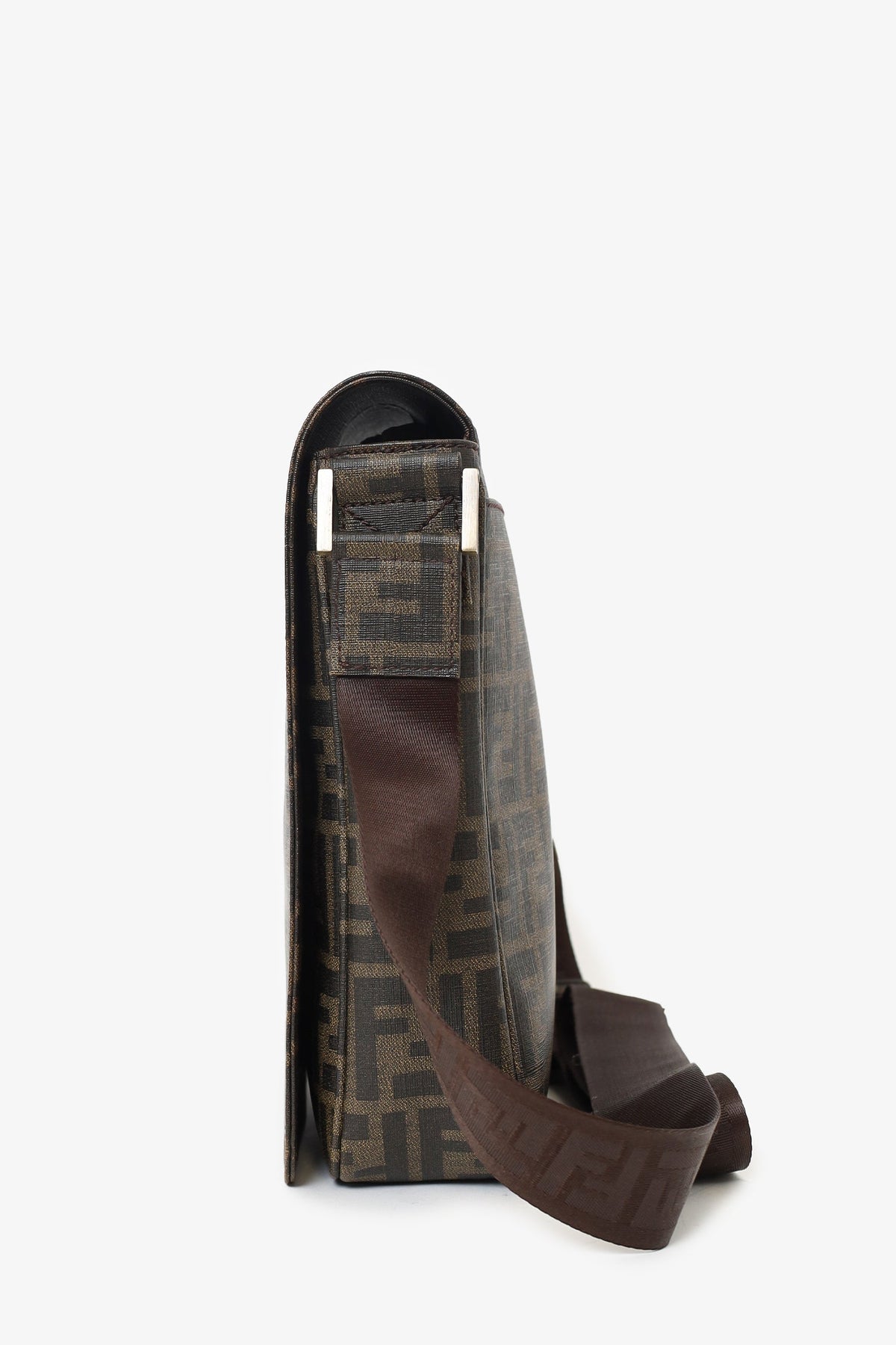 Fendi Zucca Print Canvas Crossbody Messenger Bag (As Is)