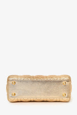 Christian Dior 2019 Gold Leather Small Lady Dior Bag with Strap