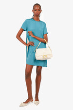 Fendi White Denim/Yellow Python Top Stitched Mamma Baguette Bag