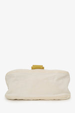Fendi White Denim/Yellow Python Top Stitched Mamma Baguette Bag