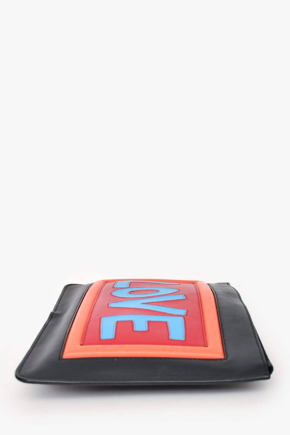 Fendi Black/Orange/Blue Leather 'LOVE' Zip Pouch