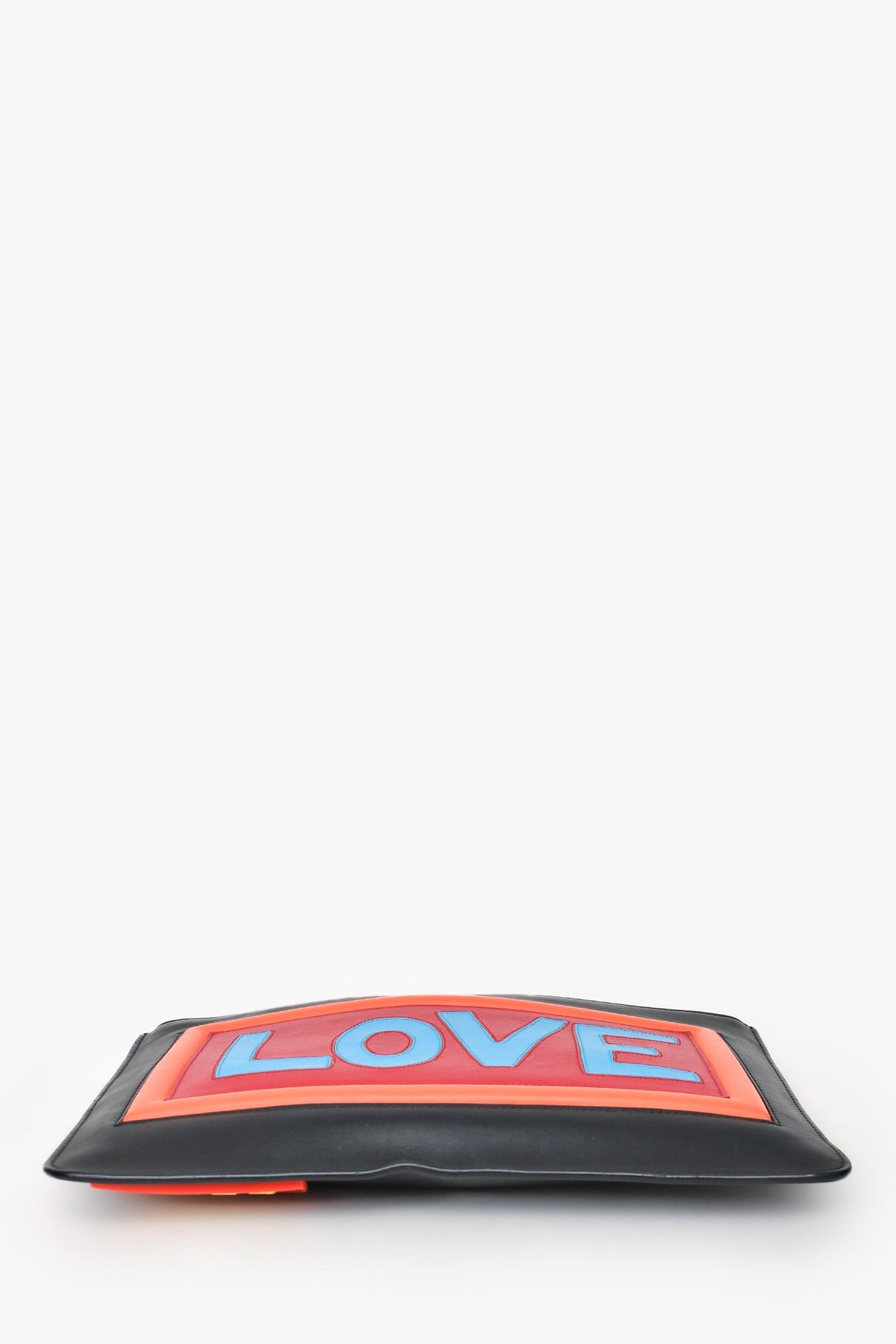 Fendi Black/Orange/Blue Leather 'LOVE' Zip Pouch