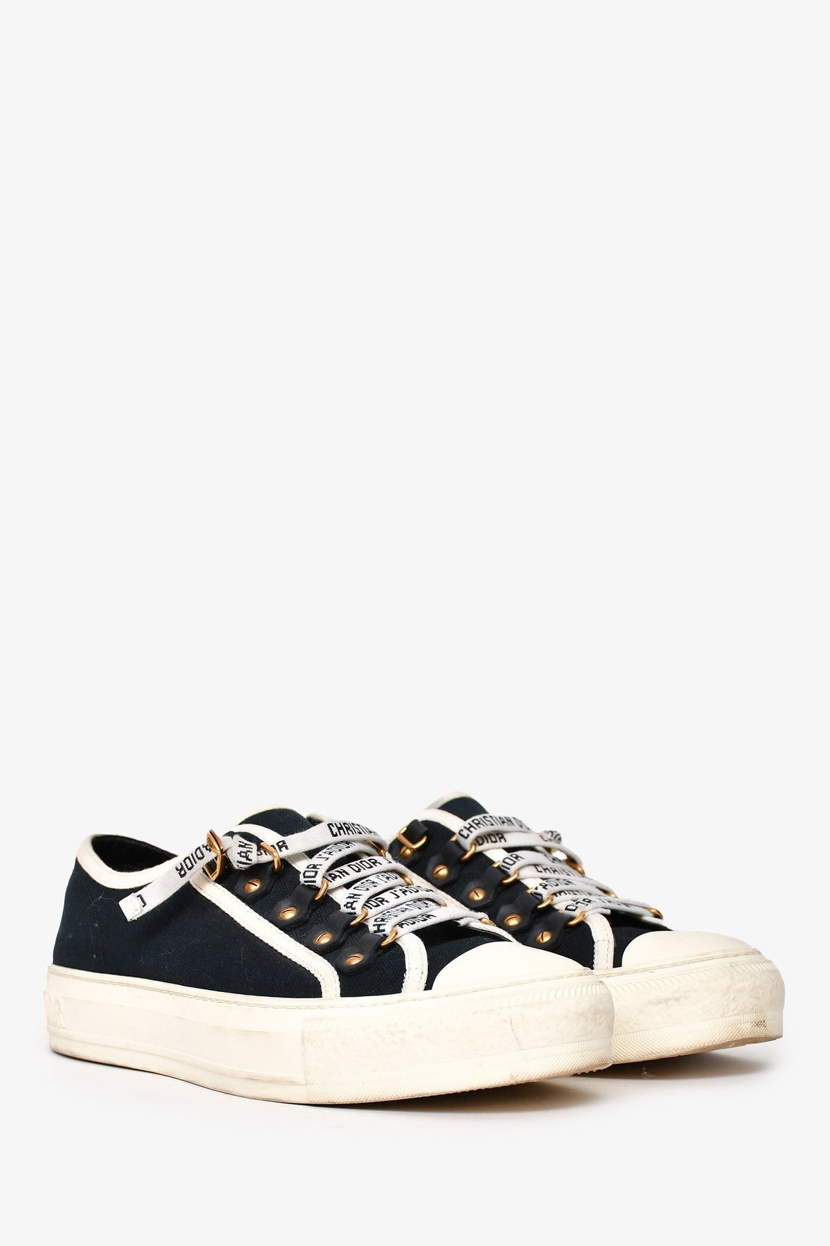 Chrsitian Dior Navy/White Canvas Walk'n'Dior Sneakers Size 37