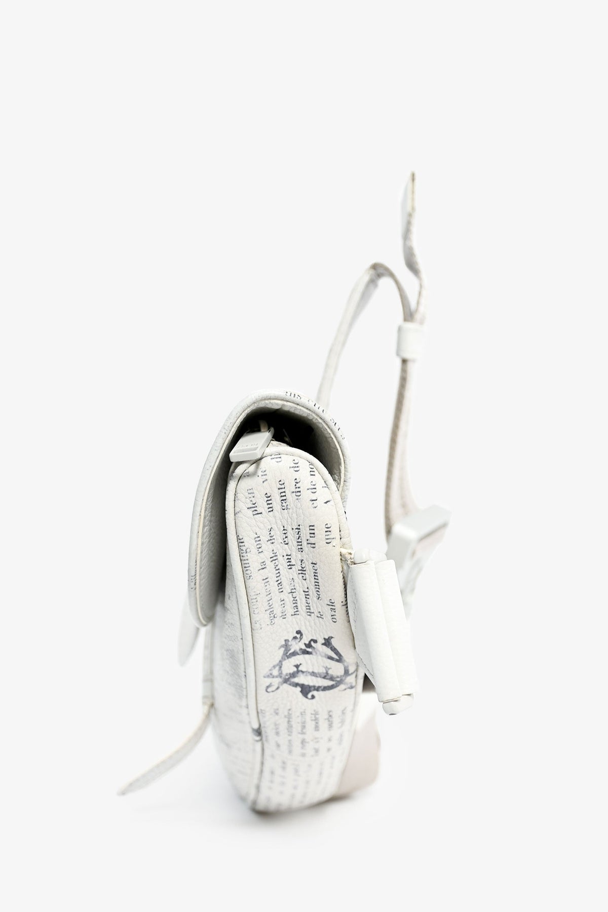Christian Dior x Daniel Arsham 2020 White/Grey Newspaper Printed Saddle Bag (As Is)