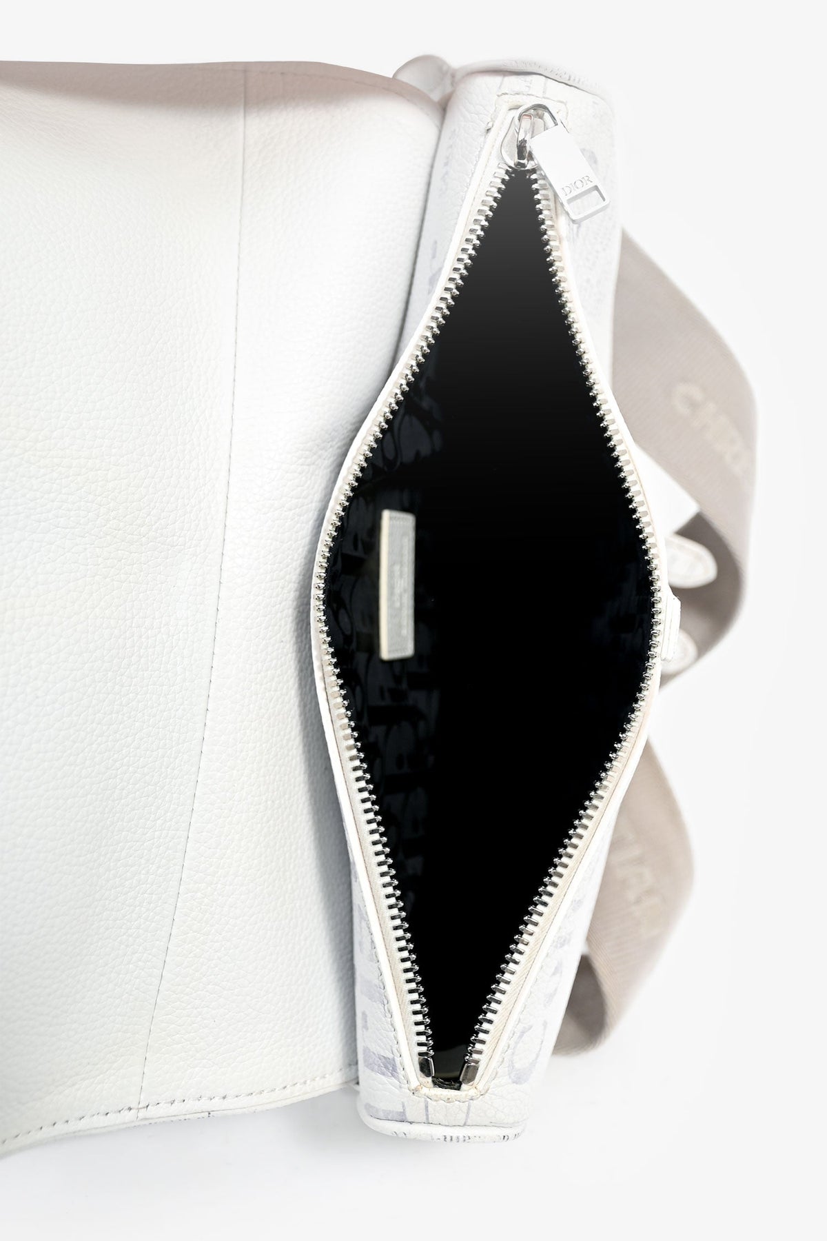 Christian Dior x Daniel Arsham 2020 White/Grey Newspaper Printed Saddle Bag (As Is)