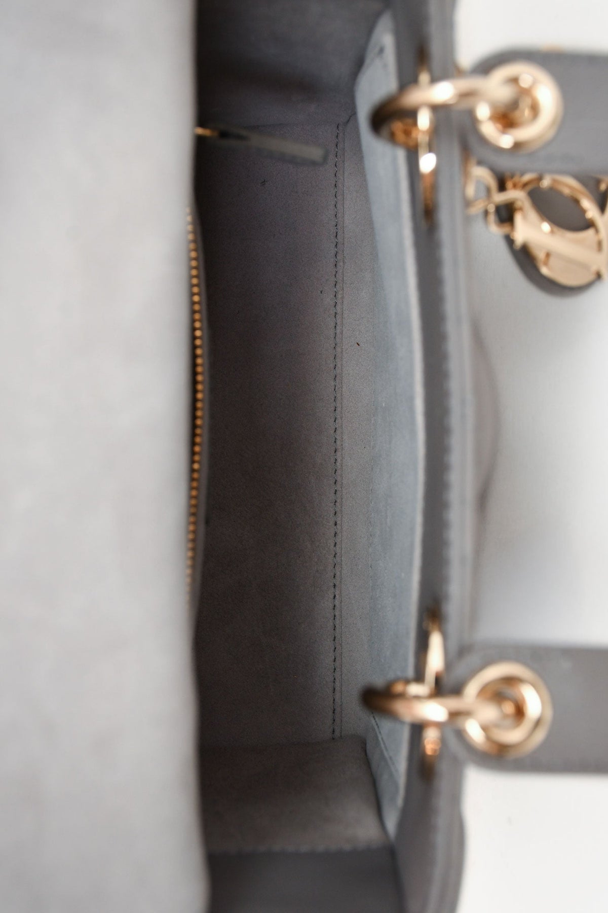 Christian Dior 2023 Grey Leather Cannage Small Lady Dior with Strap