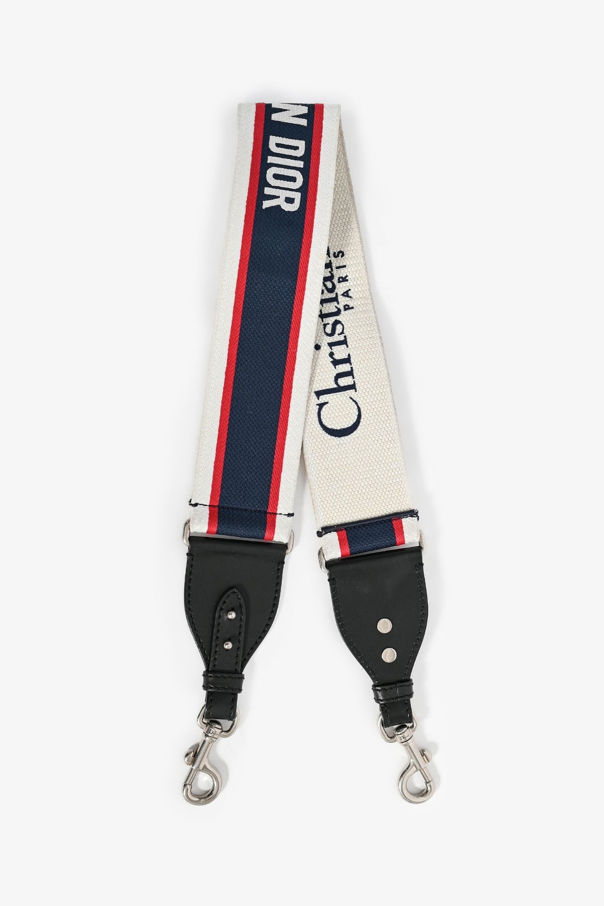 Christian Dior White/Blue Canvas Logo Bag Strap