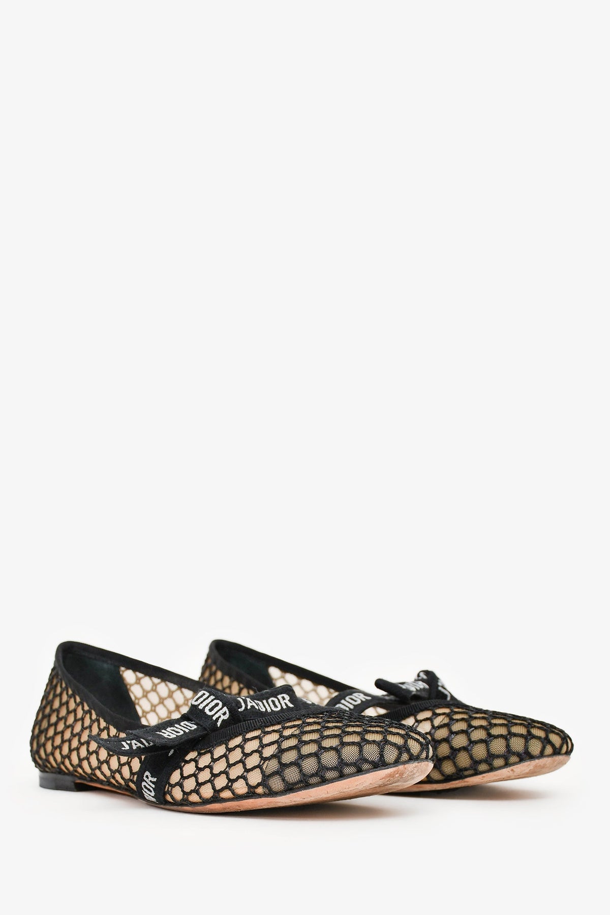 Christian Dior Black Mesh J'Adior Ballet Flats Size 37.5