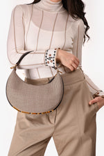 Fendi Brown Leather/Fabric Houndstooth Fendigraphy Small Shoulder Bag