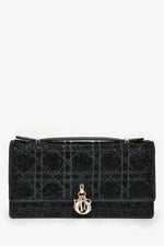 Christian Dior 2023 Black Bead Embellished My Dior Mini Bag with Chain