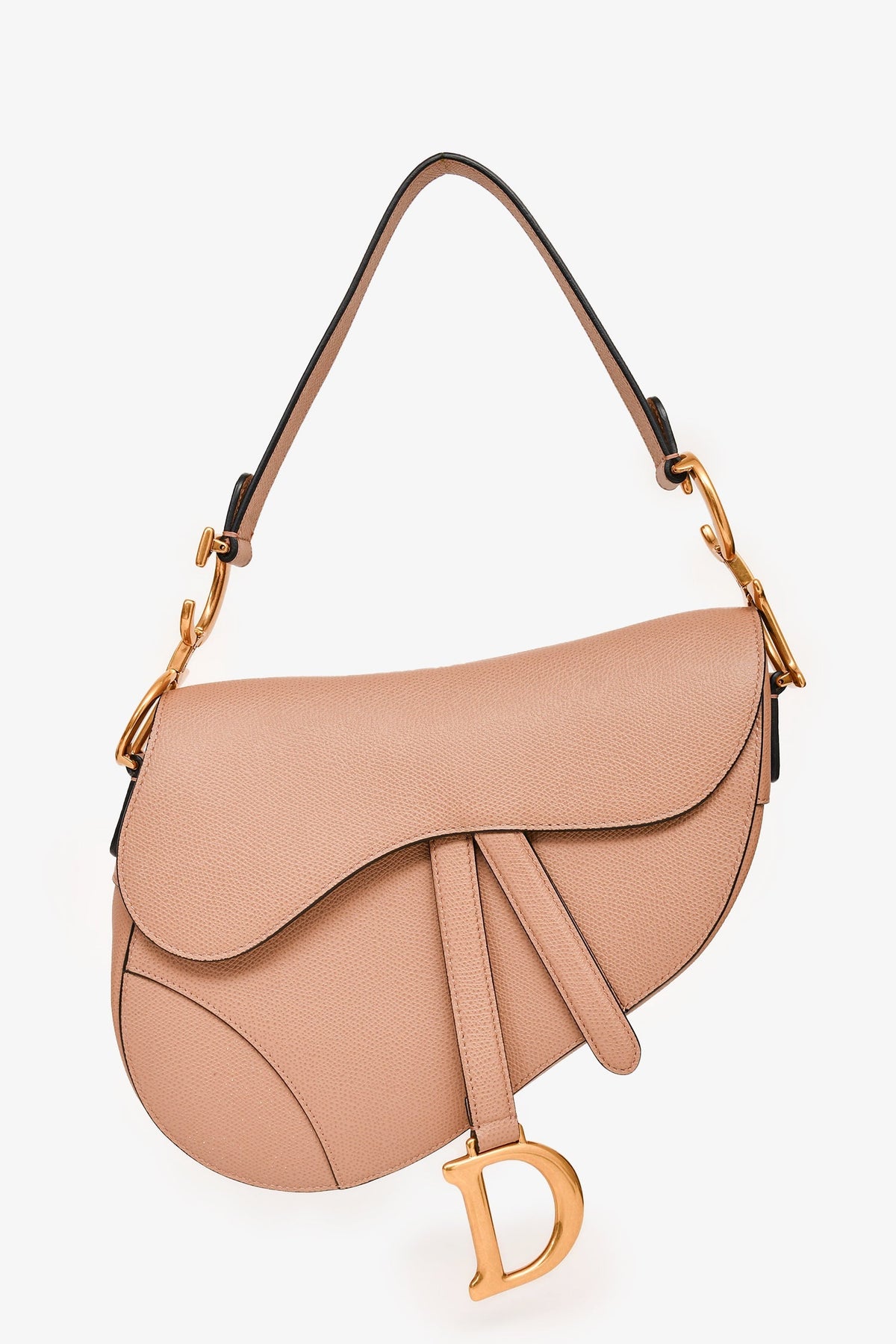 Christian Dior 2019 Warm Taupe Grained Leather Saddle Bag