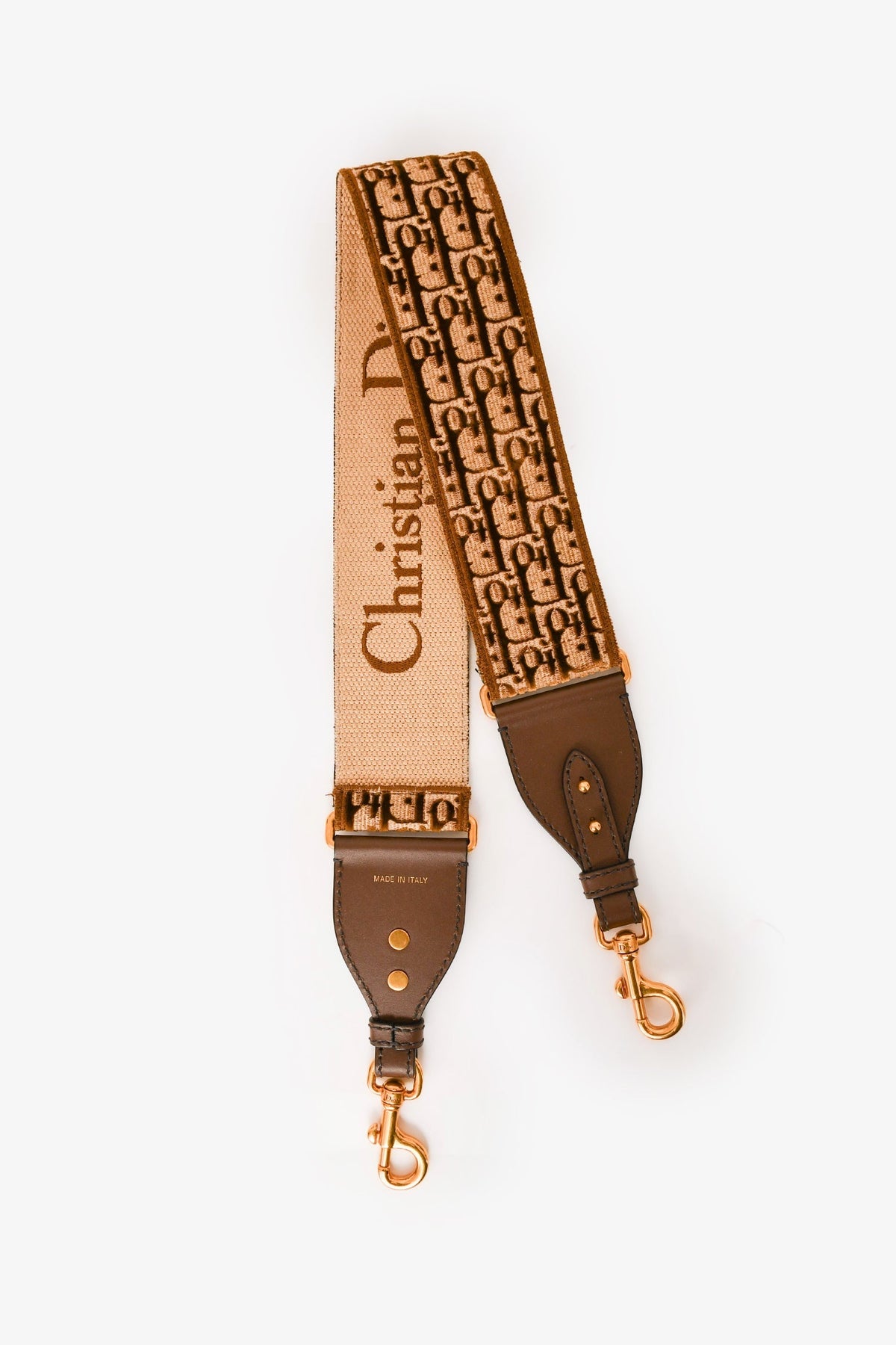 Christian Dior Brown Oblique Velvet Wide Guitar Strap