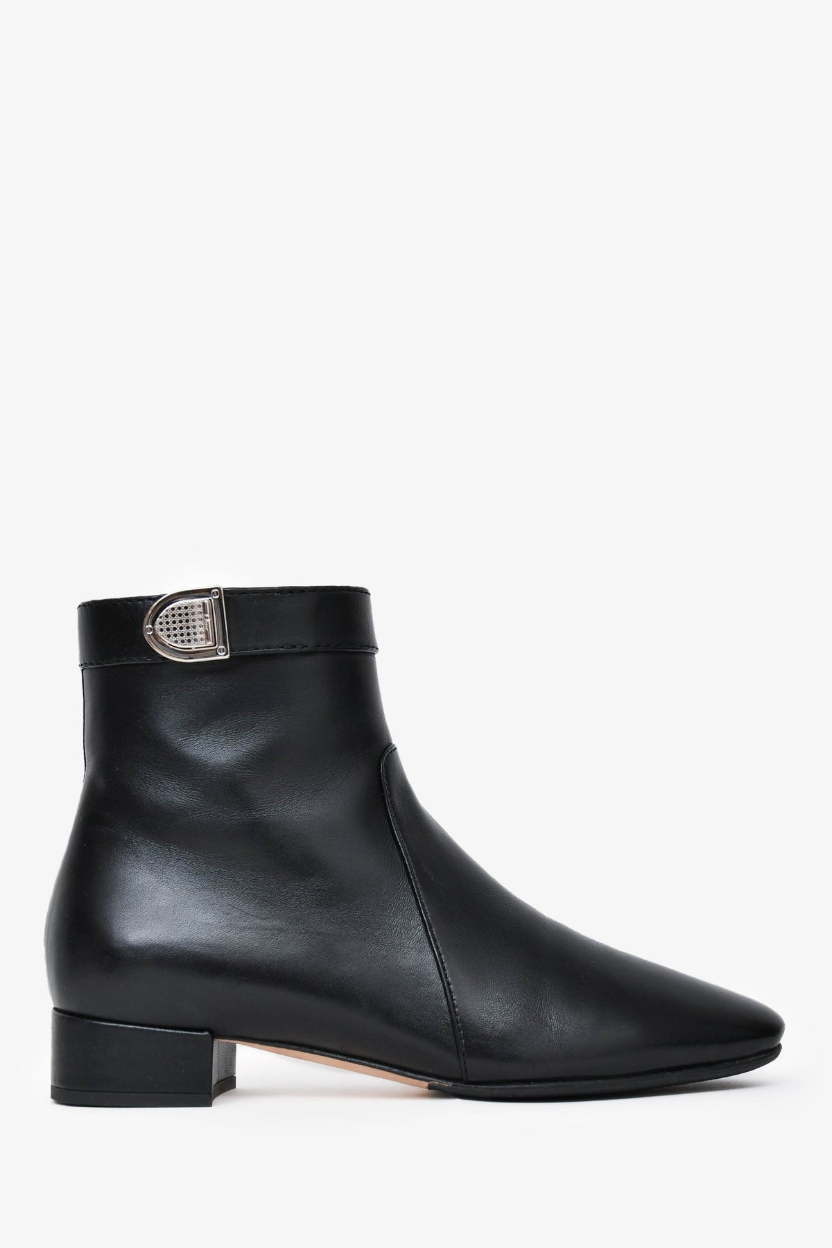 Christian Dior Black Leather Blason Low Boots Size 34