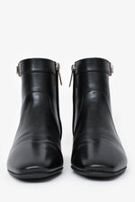 Christian Dior Black Leather Blason Low Boots Size 34