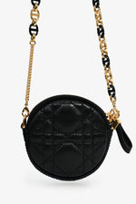Christian Dior Black Cannage Caro Pouch On Chain