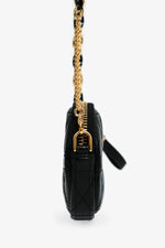 Christian Dior Black Cannage Caro Pouch On Chain