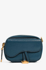 Christian Dior Teal Leather Micro Saddle Belt Bag