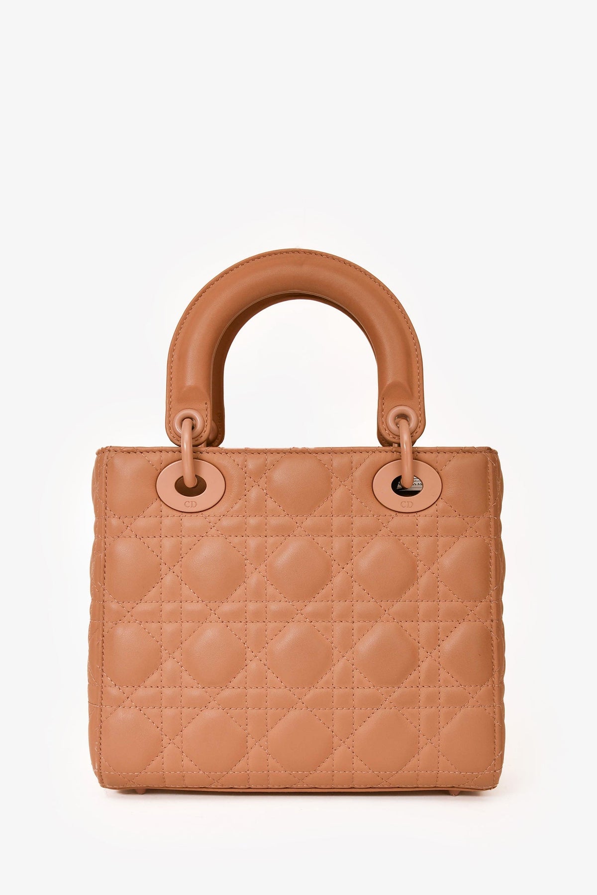 Christian Dior 2020 Brown Matte Cannage Leather Medium Lady Dior Top Handle with Strap