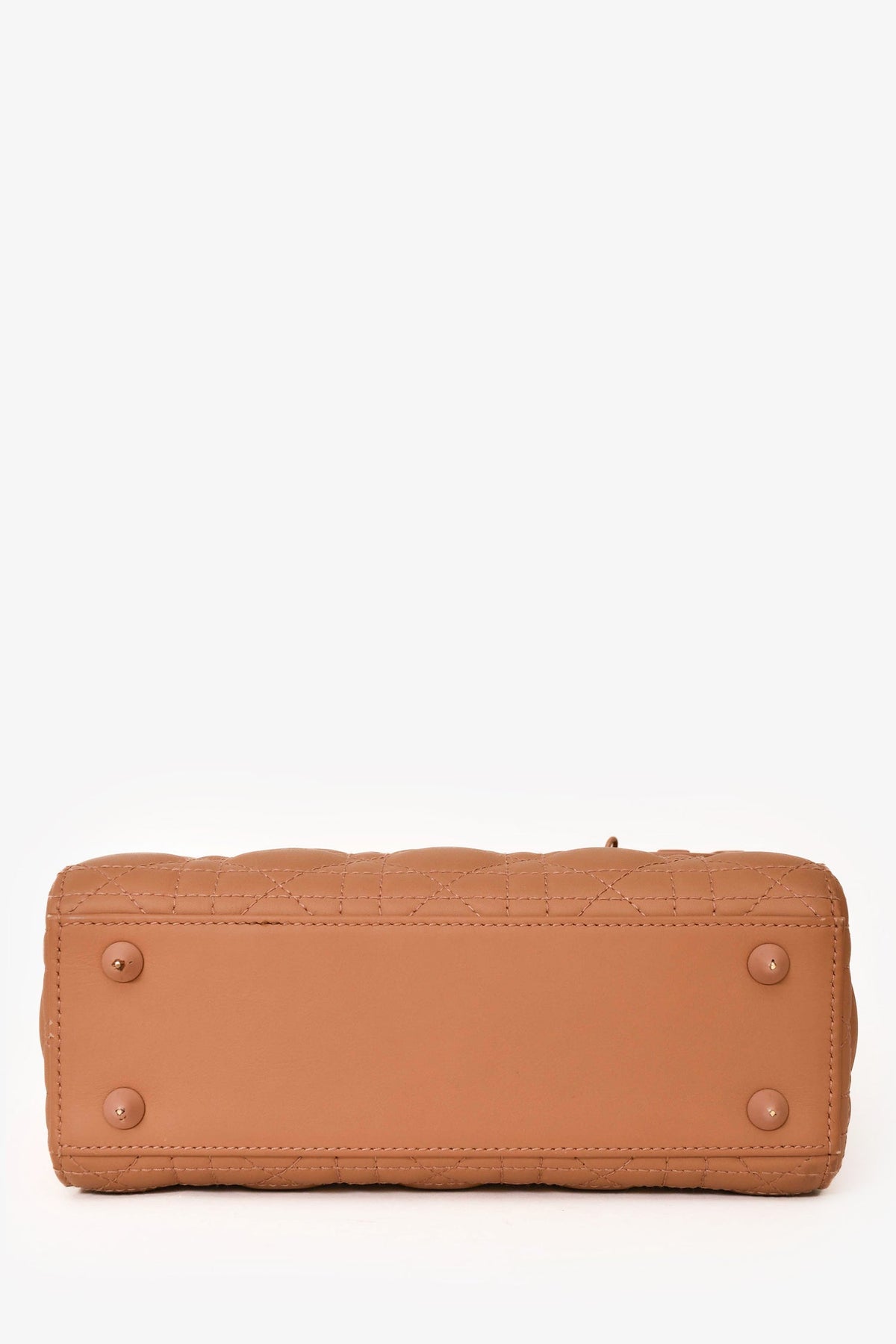 Christian Dior 2020 Brown Matte Cannage Leather Medium Lady Dior Top Handle with Strap