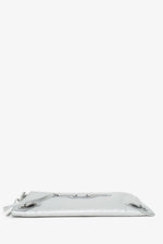 Balenciaga Silver Metallic Lambskin Leather Motocross Clutch