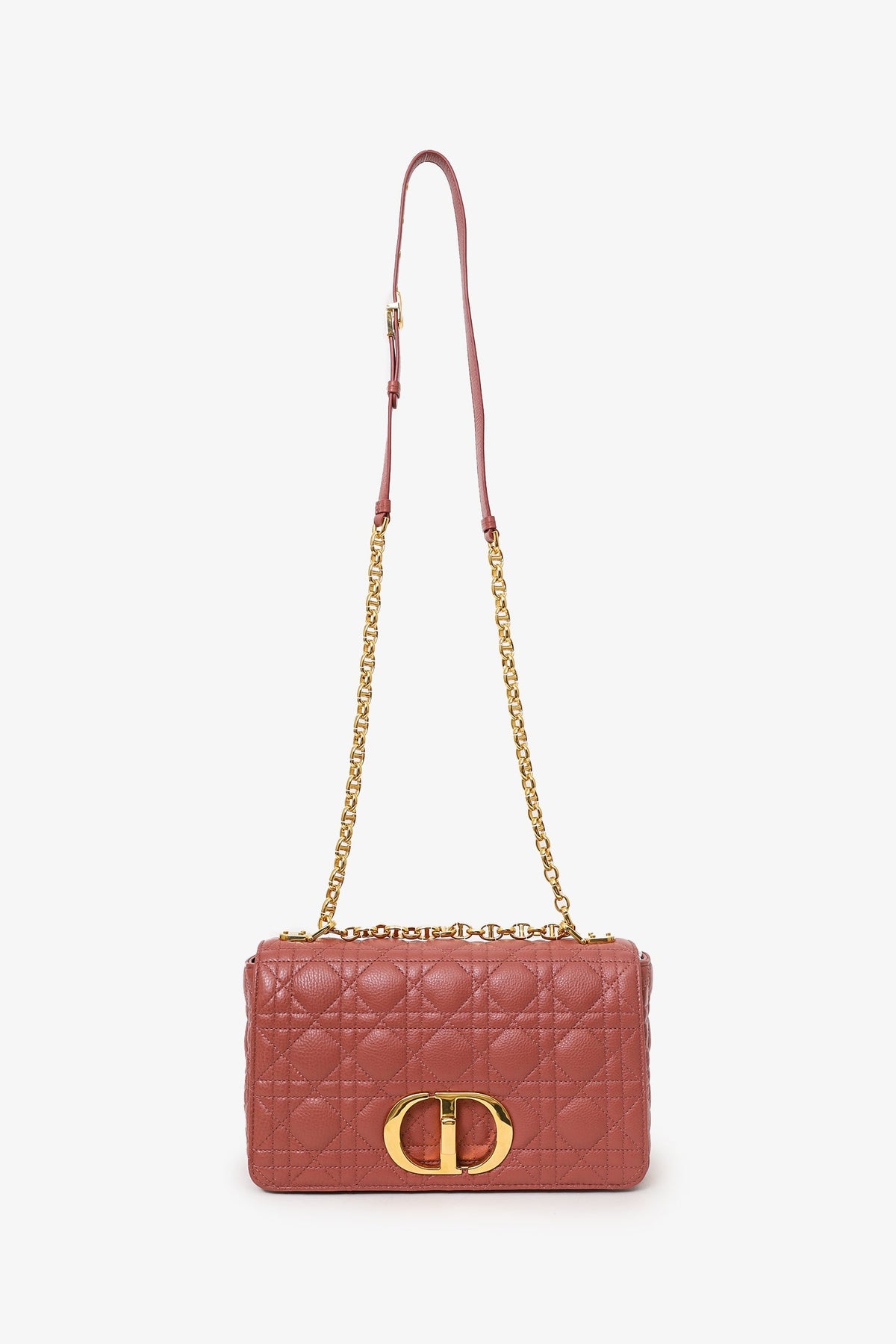 Dior 2022 Rust Cannage Leather Medium Caro Shoulder Bag