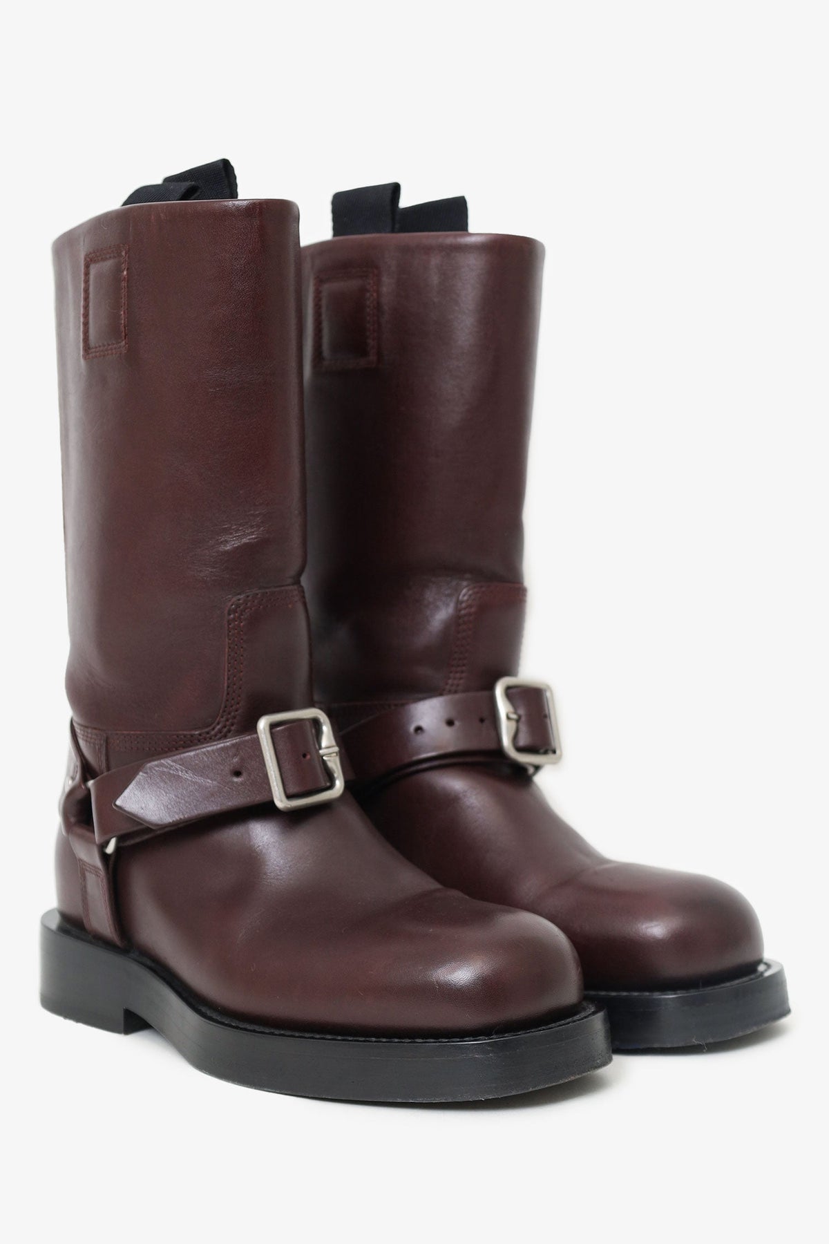 Burberry Burgundy Leather Saddle Boot Size 37