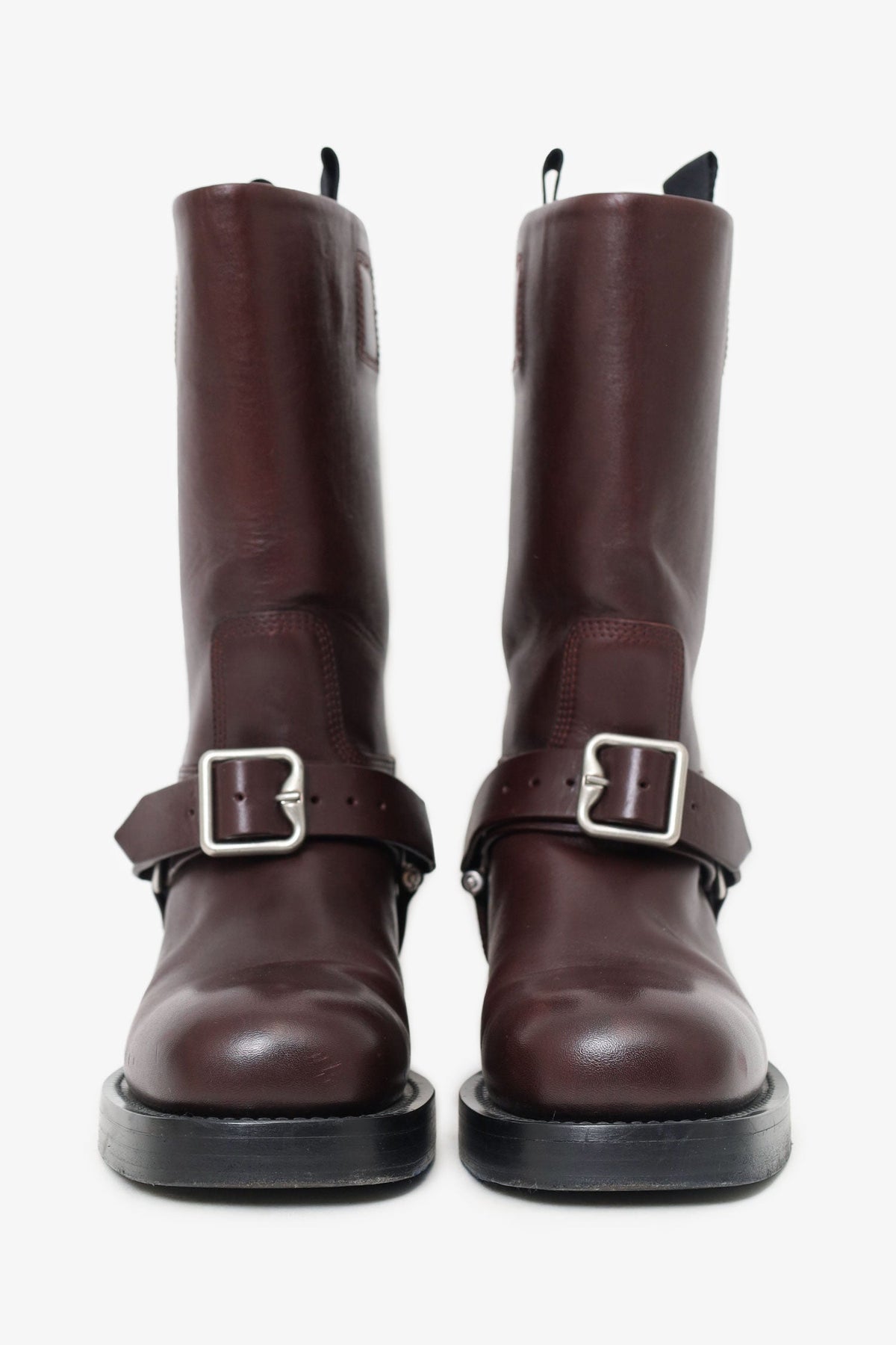 Burberry Burgundy Leather Saddle Boot Size 37