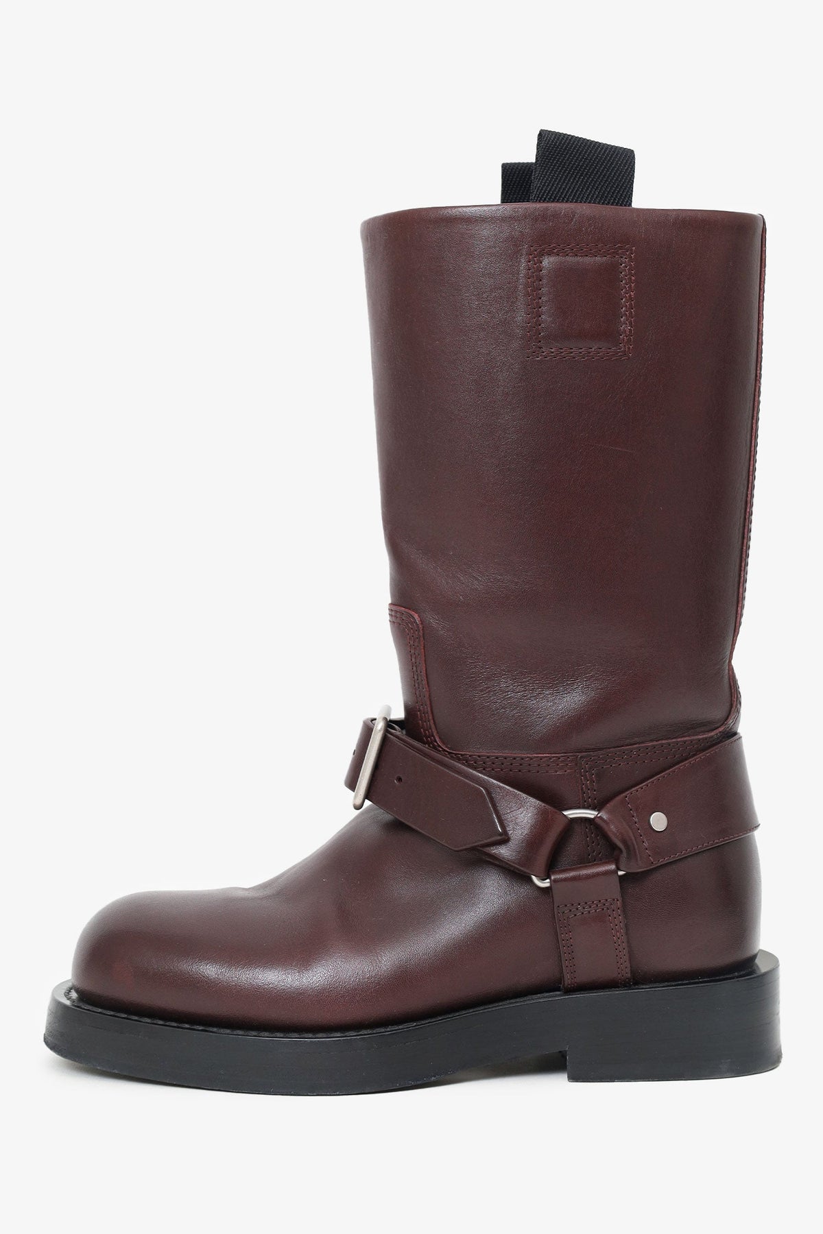 Burberry Burgundy Leather Saddle Boot Size 37