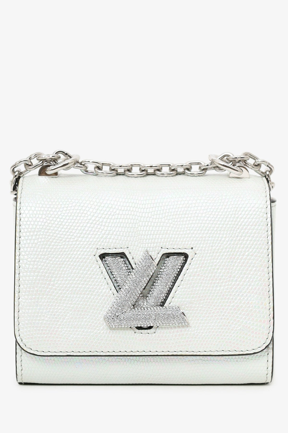 Louis Vuitton 2020 White Iridescent Karung Leather Twist Mini with Crystal Buckle