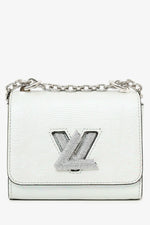 Louis Vuitton 2020 White Iridescent Karung Leather Twist Mini with Crystal Buckle
