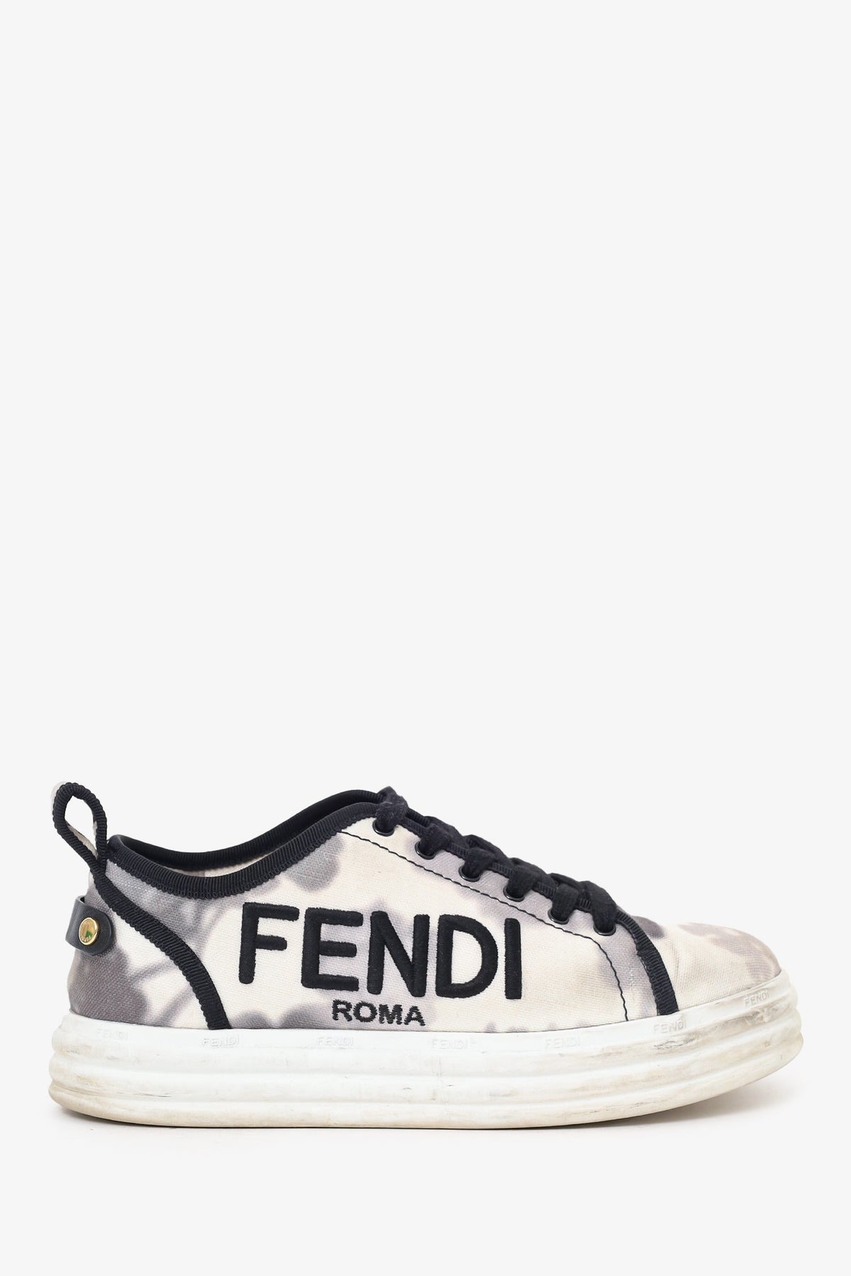 Fendi Black/White Canvas Rise Tie Dye Sneakers Size 36 (As Is)