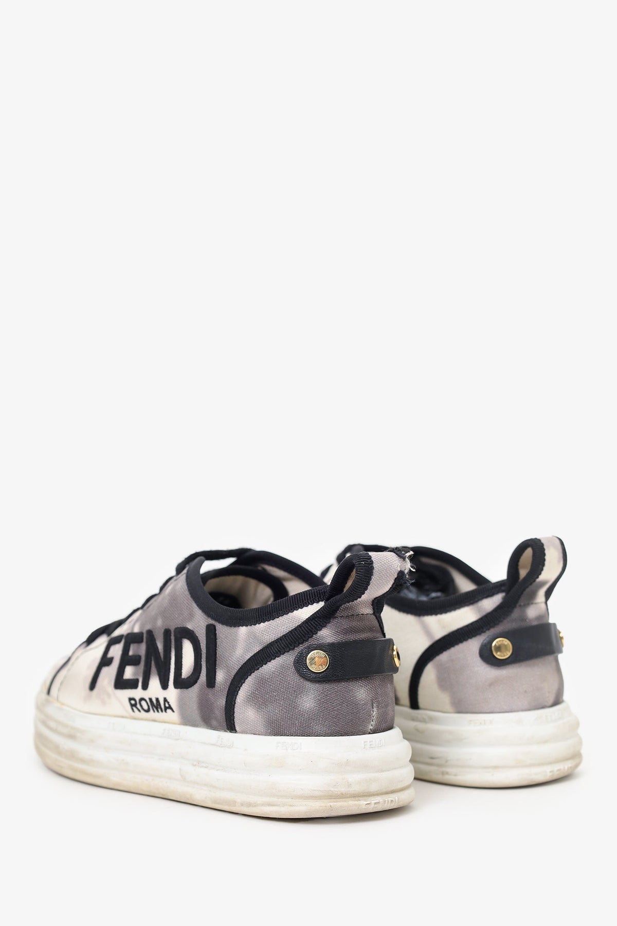 Fendi Black/White Canvas Rise Tie Dye Sneakers Size 36 (As Is)
