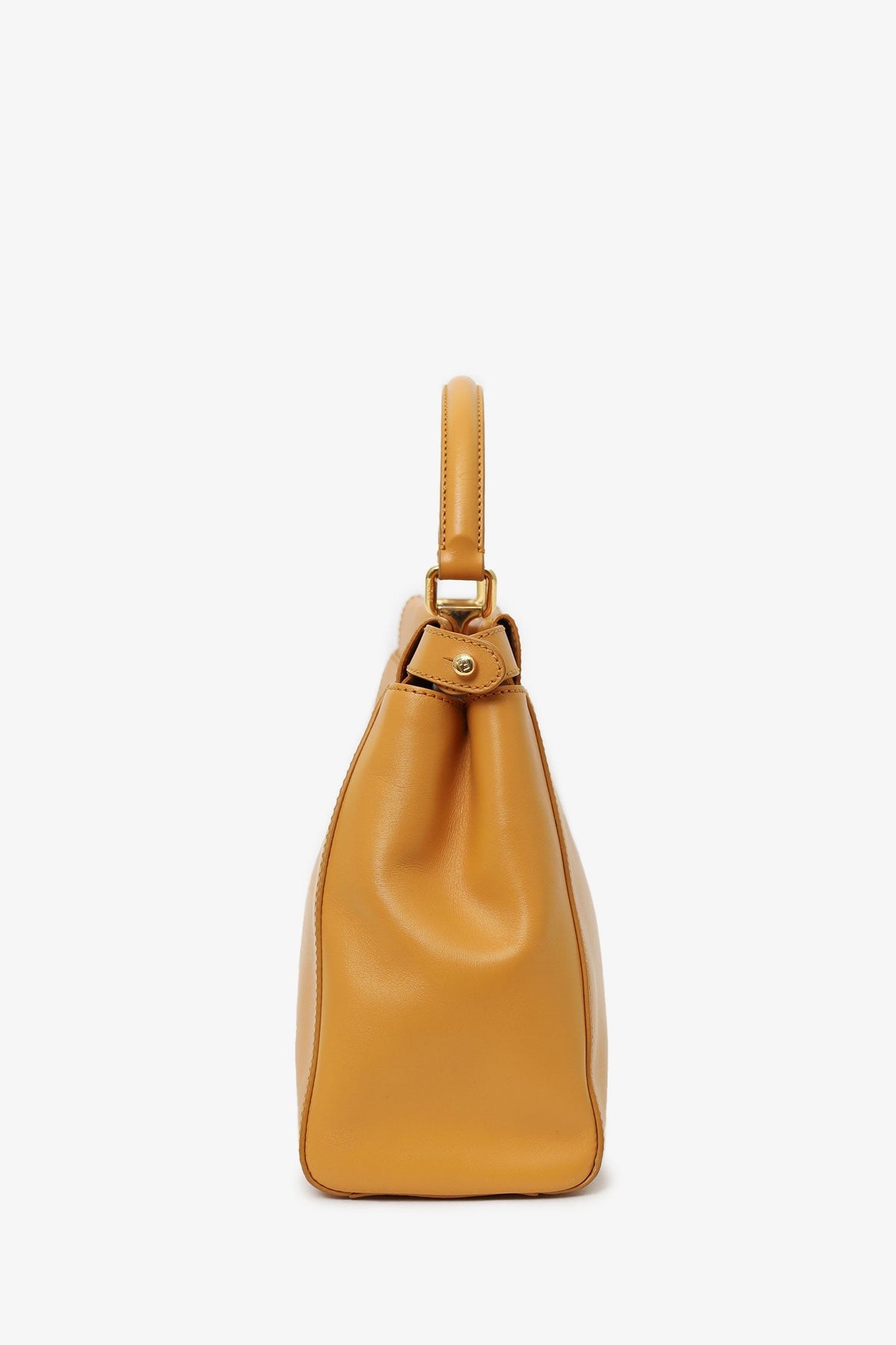 Fendi Yellow Leather Medium Peekaboo Top Handle Bag With Strap