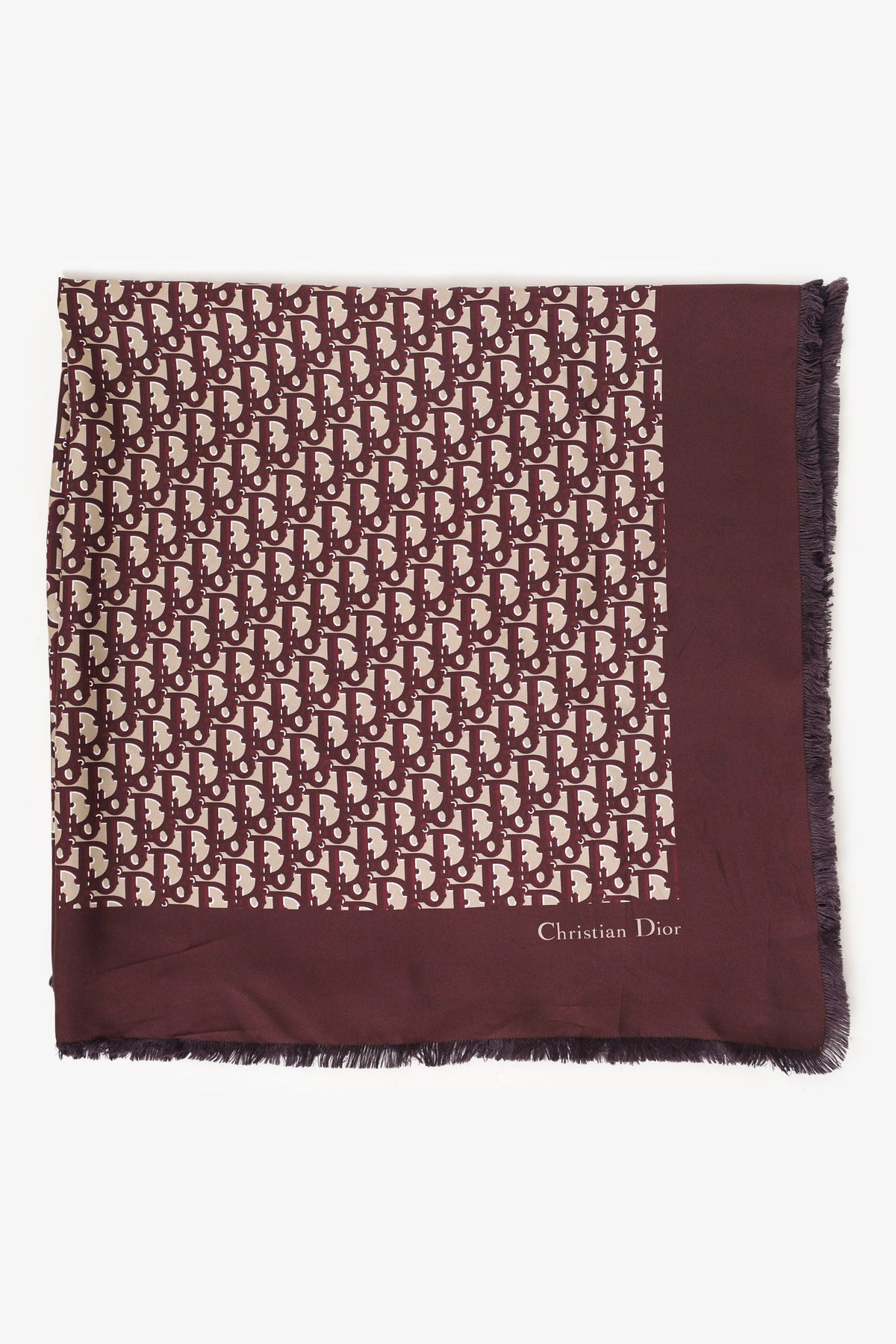 Christian Dior Blue/Brown Diortwin Reversible Oblique Silk Scarf